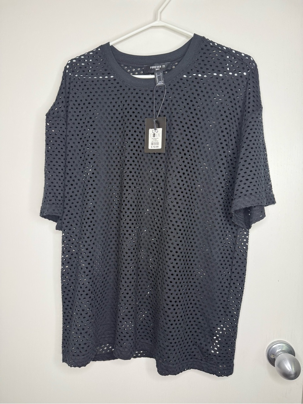 🔥2 for $10🔥NWT Forever 21 Black Mesh Oversized Tee Large